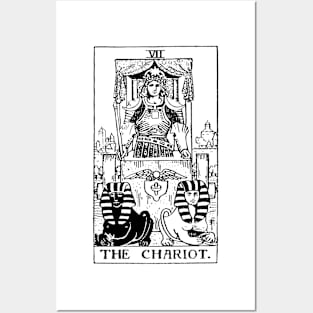 The Chariot Tarot in black Posters and Art